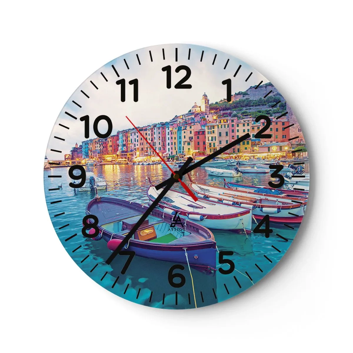 Orologio da parete - Orologio in Vetro - Sera colorata nel porto - 40x40 cm