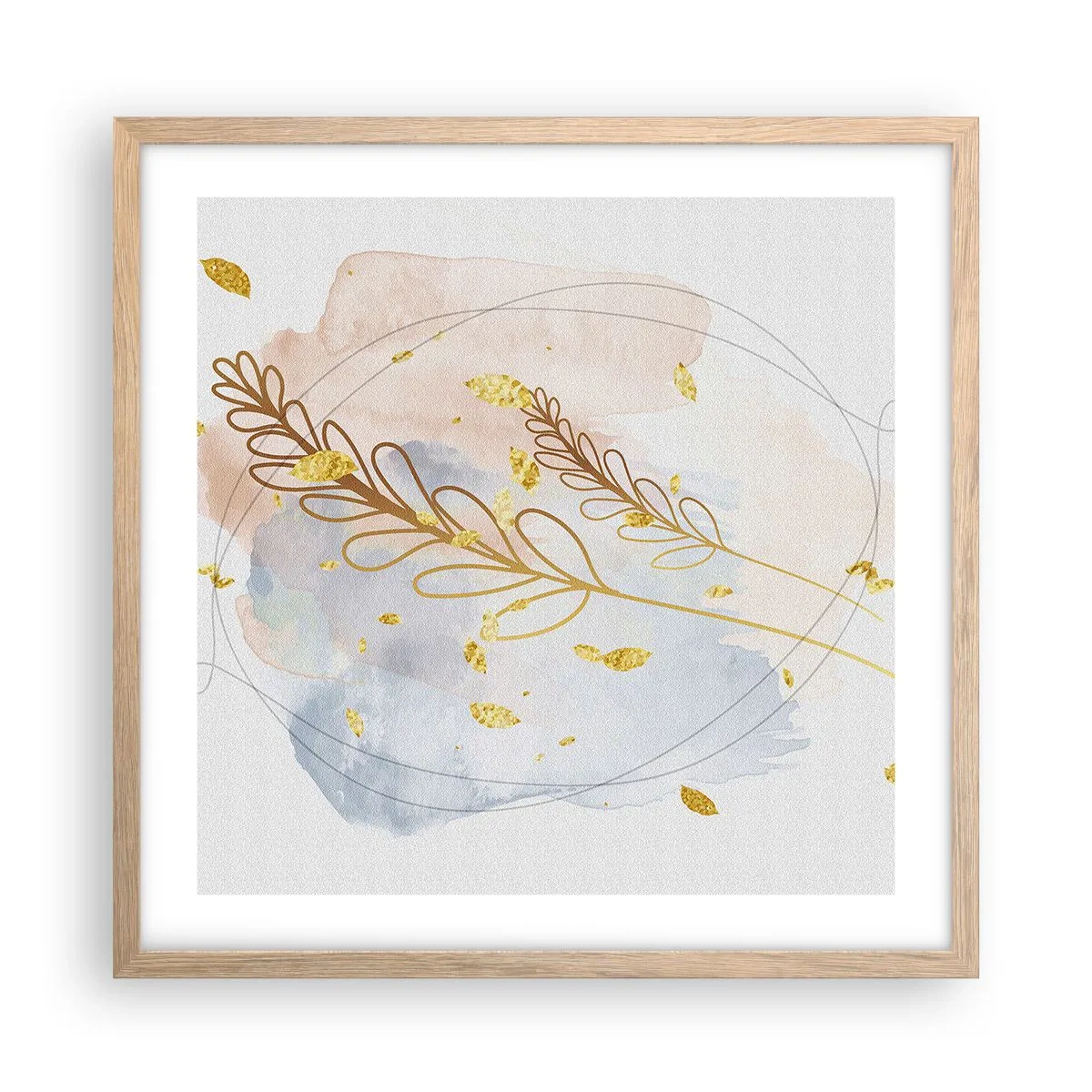 Poster in cornice rovere chiaro - Soffio d'oro - 50x50 cm