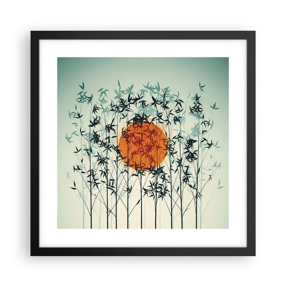 Poster in cornice nera - Sole giapponese - 40x40 cm
