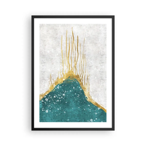 Poster in cornice nera - Composizione astratta in oro e blu - 50x70cm - Flusso dorato - Decorazione murale moderna per soggiorno e camera da letto ARTTOR