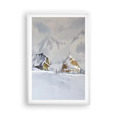 Poster in cornice bianca - Nella valle innevata - 61x91 cm