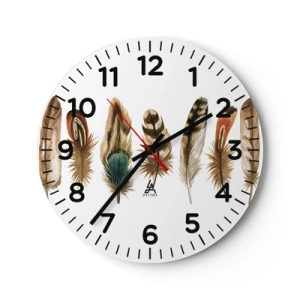 Orologio da parete - Orologio in Vetro - Composizione di piume - 30x30 cm