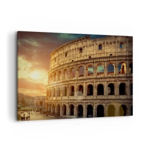 Quadro su tela - Stampe su Tela - Il Colosseo a Roma al tramonto - 100x70cm - Impressione colossale - Decorazione murale moderna per soggiorno e camera da letto ARTTOR