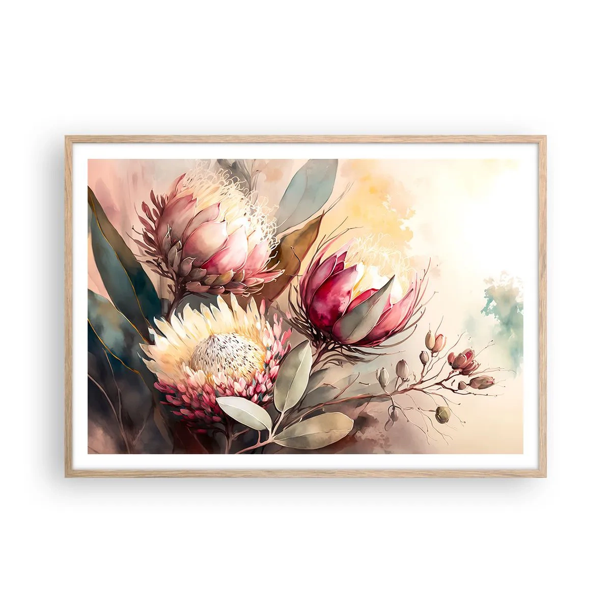 Poster in cornice rovere chiaro - Di profilo e di fronte - 100x70 cm