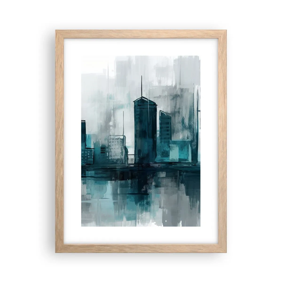 Poster in cornice rovere chiaro - La città al colore della pioggia - 30x40 cm