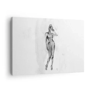 Quadro su tela - Stampe su Tela - Schizzo della silhouette di una donna in tonalità di grigio - 70x50cm - Studio di ideale di bellezza - Decorazione murale moderna per soggiorno e camera da letto ARTTOR