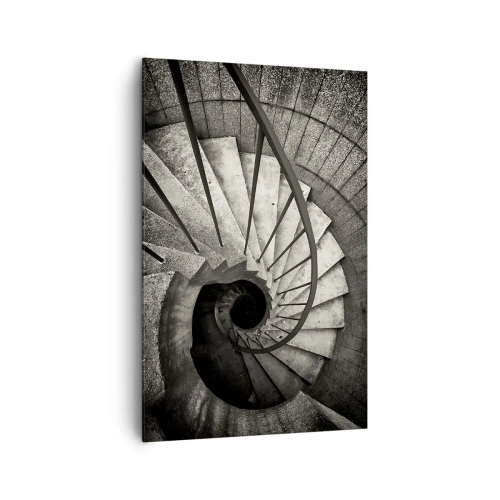Quadro su tela - Stampe su Tela - Scala a chiocciola bianca e nera in stile moderno - 80x120cm - Salire e scendere - Decorazione murale moderna per soggiorno e camera da letto ARTTOR