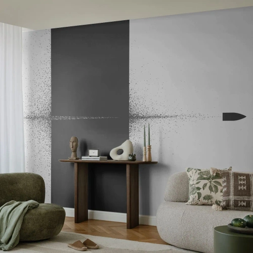 Fotomurali Premium Canvas - Un proiettile simbolico in stile minimalista e astratto. - 100x70cm - Dritto allo scopo - Decorazione murale moderna per soggiorno e camera da letto ARTTOR