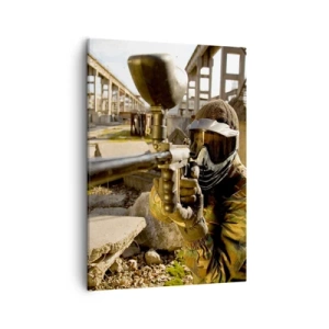 Quadro su tela - Stampe su Tela - Un giocatore di paintball in tenuta mimetica che mira a un marcatore - 50x70cm - Anche tu puoi essere un eroe - Decorazione murale moderna per soggiorno e camera da letto ARTTOR