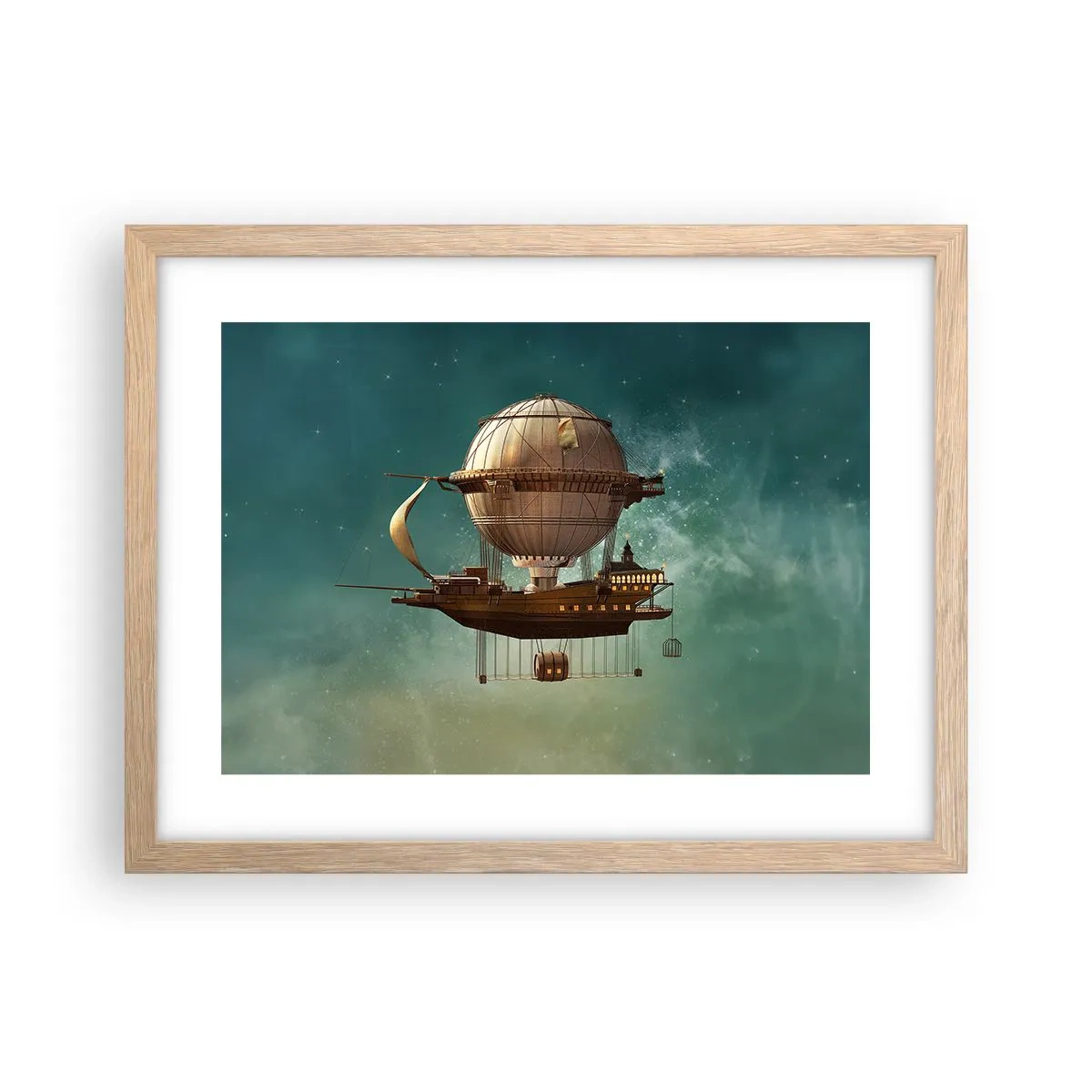 Poster in cornice rovere chiaro - Saluti da Jules Verne - 40x30 cm