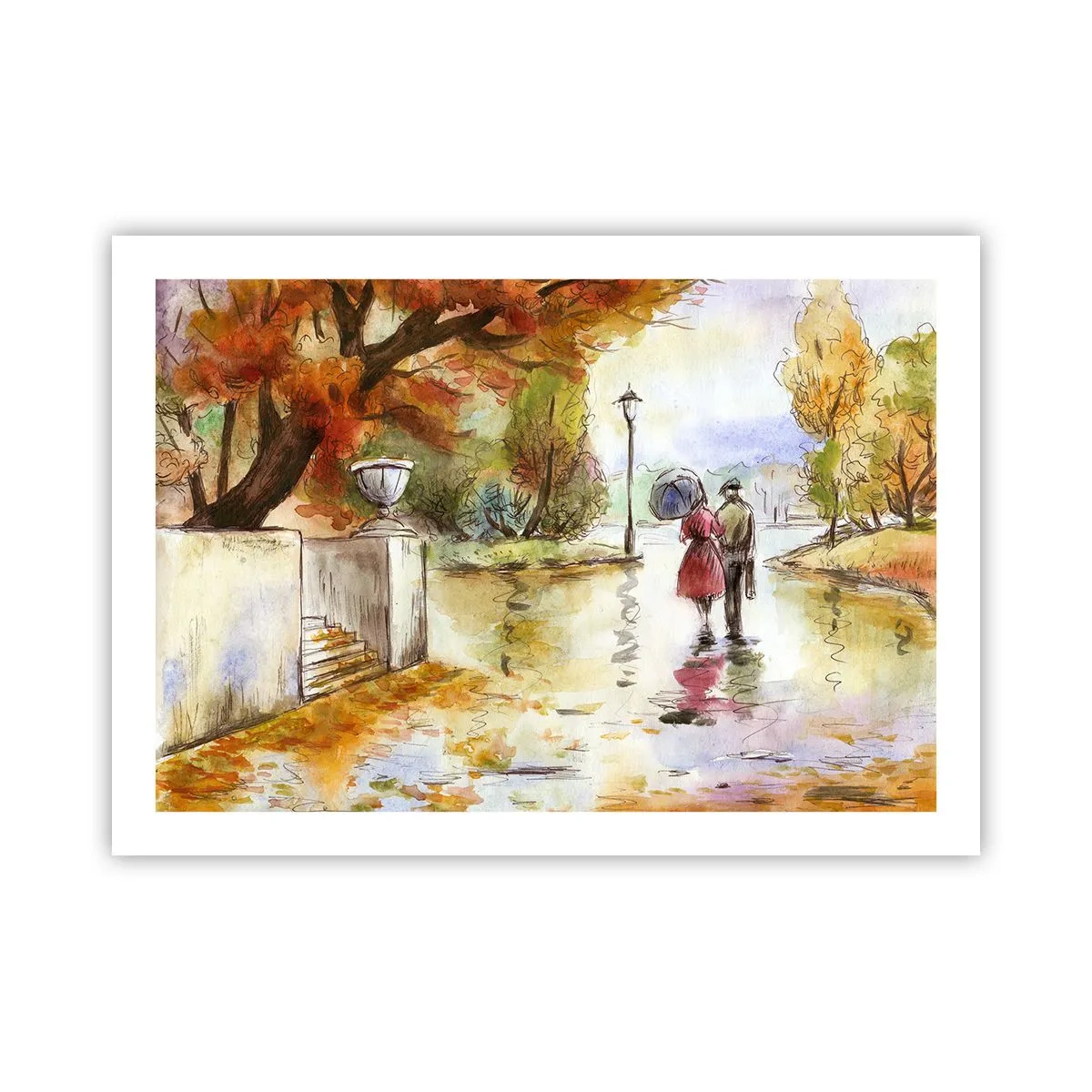 Poster - Autunno romantico nel parco - 70x50 cm