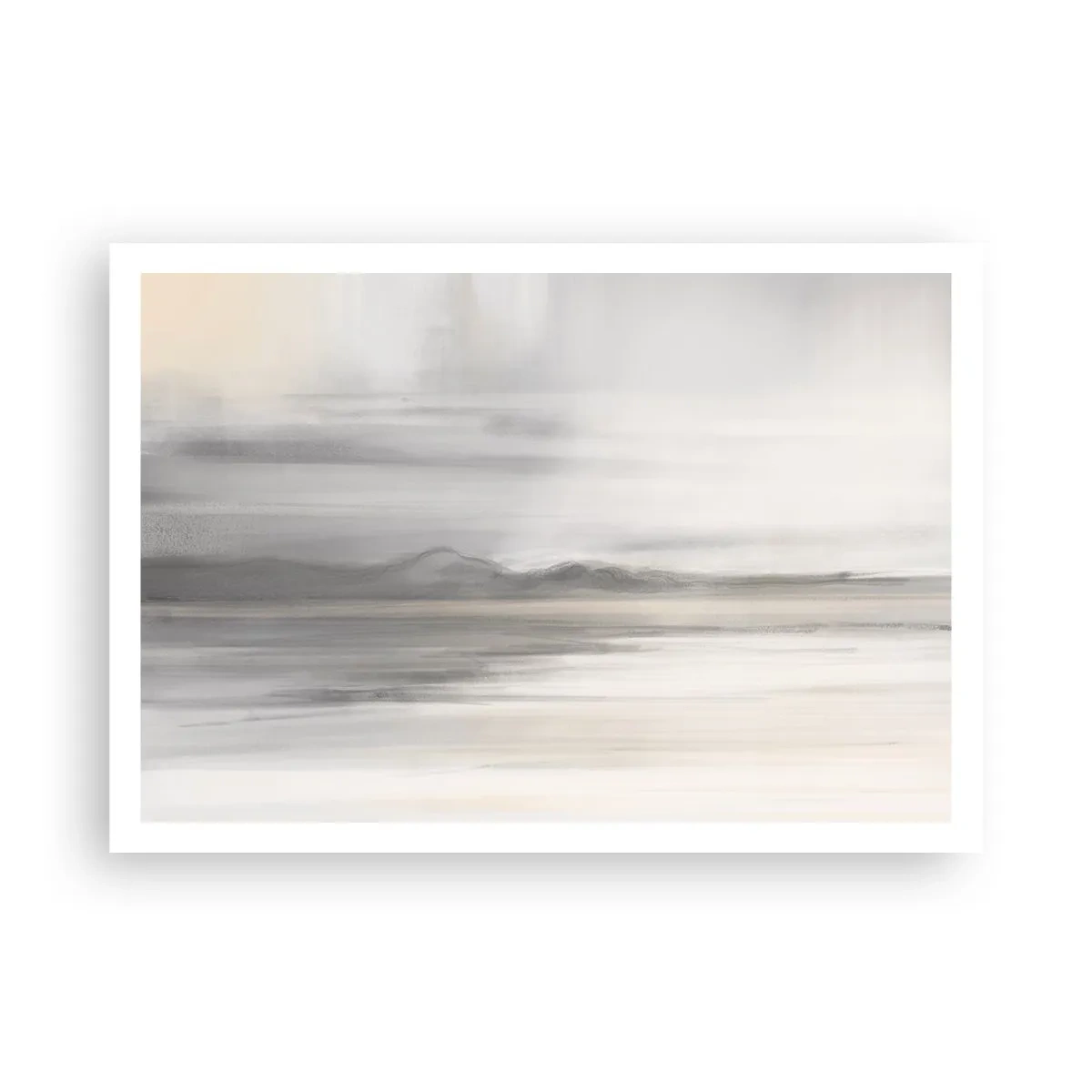 Poster - Un paesaggio delicato nei toni del grigio e del beige - 100x70cm - Orizzonte trasognato - Decorazione murale moderna per soggiorno e camera da letto ARTTOR