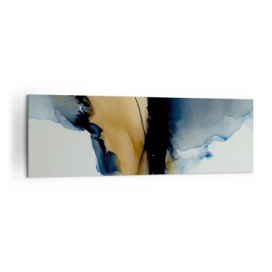 Quadro su tela - Stampe su Tela - Una composizione astratta nei toni del blu navy e dell'oro - 160x50cm - Dietro la cortina - Decorazione murale moderna per soggiorno e camera da letto ARTTOR