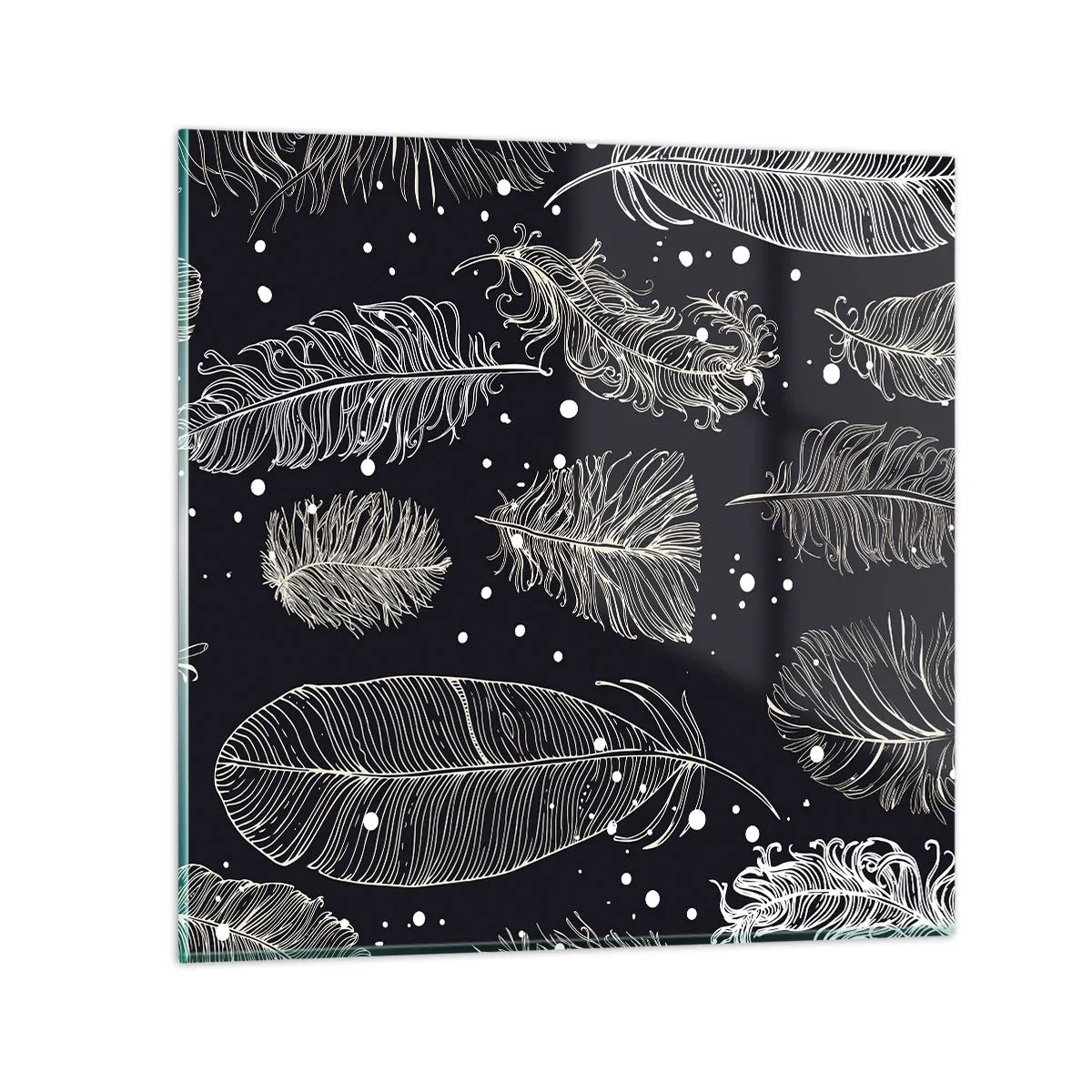 Quadro su vetro - Pizzo piumato - 40x40 cm