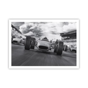 Poster - Gara di auto d'epoca in movimento - 100x70cm - C'è la forza! - Decorazione murale moderna per soggiorno e camera da letto ARTTOR