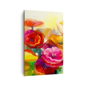 Quadro su tela - Stampe su Tela - Fiori astratti colorati su uno sfondo chiaro - 80x120cm - Non solo rossi - Decorazione murale moderna per soggiorno e camera da letto ARTTOR