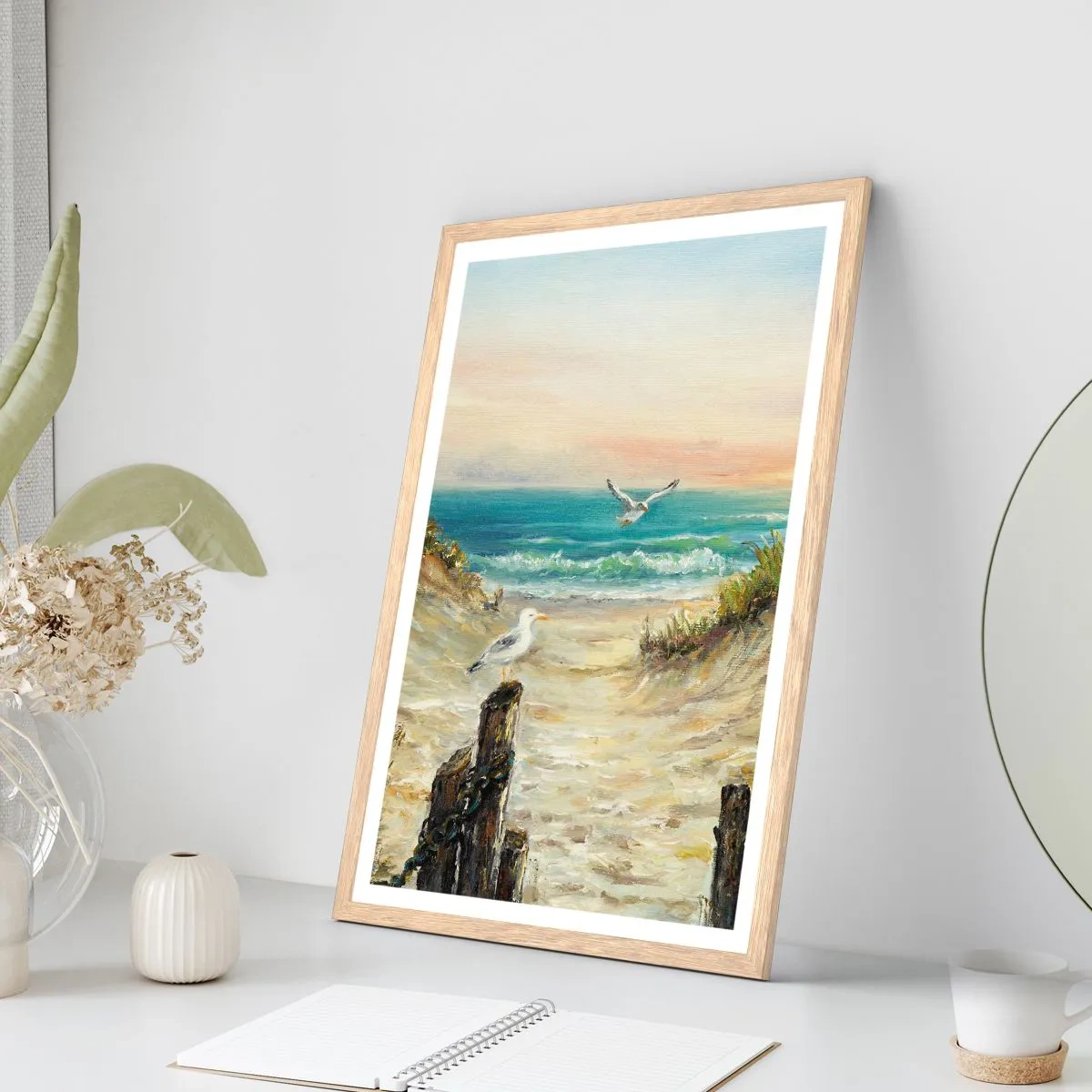 Poster in cornice rovere chiaro - Silenzio senza vento - 61x91 cm