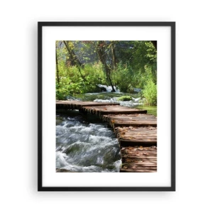 Poster in cornice nera - Sulla cascata spumeggiante - 40x50 cm