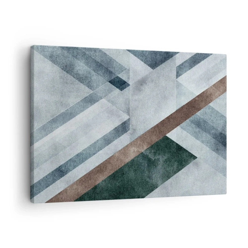 Quadro su tela - Stampe su Tela - Forme geometriche in tonalità fredde di blu e marrone - 70x50cm - La ricercata eleganza della geometria - Decorazione murale moderna per soggiorno e camera da letto ARTTOR
