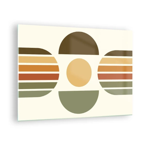 Quadro su vetro - Design geometrico astratto con toni terrosi e forme audaci - 70x50cm - Nei colori della terra - Decorazione murale moderna per soggiorno e camera da letto ARTTOR