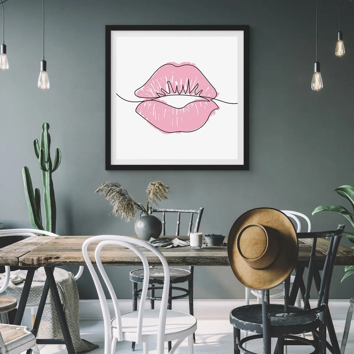 Poster in cornice nera - Pronti al bacio? - 30x30 cm