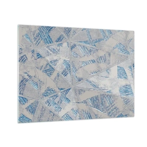 Quadro su vetro - Motivi geometrici nelle tonalità del grigio e del blu - 70x50cm - Nel labirinto grigioblu - Decorazione murale moderna per soggiorno e camera da letto ARTTOR