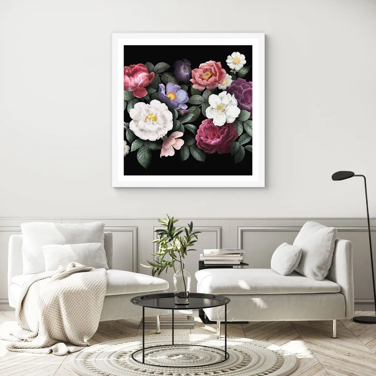 Poster in cornice bianca - Dal giardino inglese - 50x50 cm