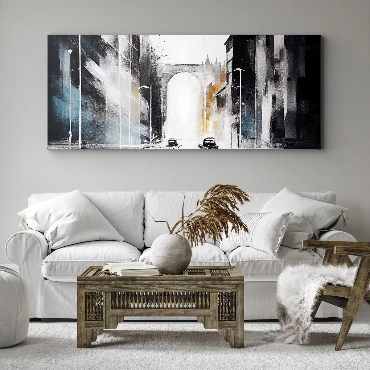 Quadro su tela - Stampe su Tela - Studio di città: architettura e movimento - 100x40 cm