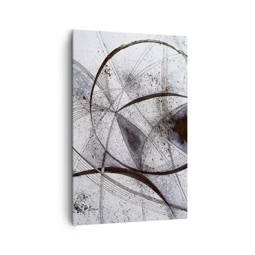 Quadro su tela - Stampe su Tela - Linee e forme astratte nelle tonalità del grigio e del nero - 80x120cm - Fantasia futuristica - Decorazione murale moderna per soggiorno e camera da letto ARTTOR
