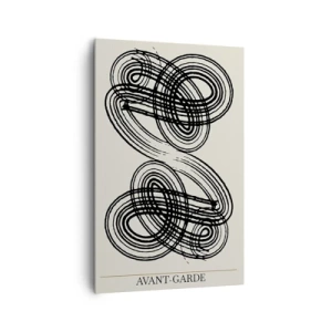 Quadro su tela - Stampe su Tela - Linee nere astratte su sfondo chiaro in stile avanguardista. - 80x120cm - In tutta spontaneità - Decorazione murale moderna per soggiorno e camera da letto ARTTOR