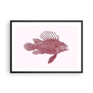 Poster in cornice nera - Disegno di un pesce in tonalità rossa - 70x50cm - Abitante di mari esotici - Decorazione murale moderna per soggiorno e camera da letto ARTTOR