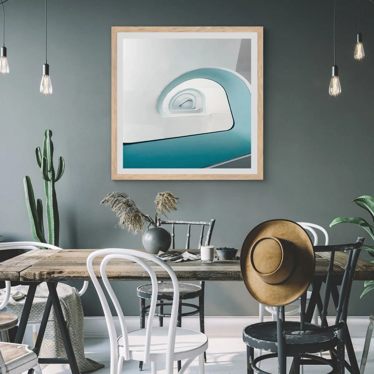 Poster in cornice rovere chiaro - Blu fino in fondo - 60x60 cm