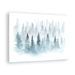 Quadro su vetro - Foresta di bambù avvolta nella nebbia - 70x50cm - Avvolti nella nebbia - Decorazione murale moderna per soggiorno e camera da letto ARTTOR
