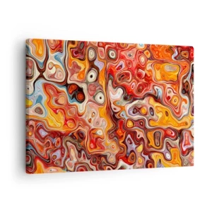 Quadro su tela - Stampe su Tela - Una composizione astratta nelle calde tonalità del rosso, dell'arancione e del giallo. - 70x50cm - Come se le noci si sciogliessero nel miele - Decorazione murale moderna per soggiorno e camera da letto ARTTOR