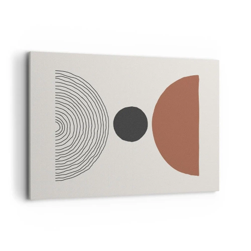 Quadro su tela - Stampe su Tela - Figure geometriche astratte in colori caldi - 100x70cm - Al centro dell'attenzione - Decorazione murale moderna per soggiorno e camera da letto ARTTOR