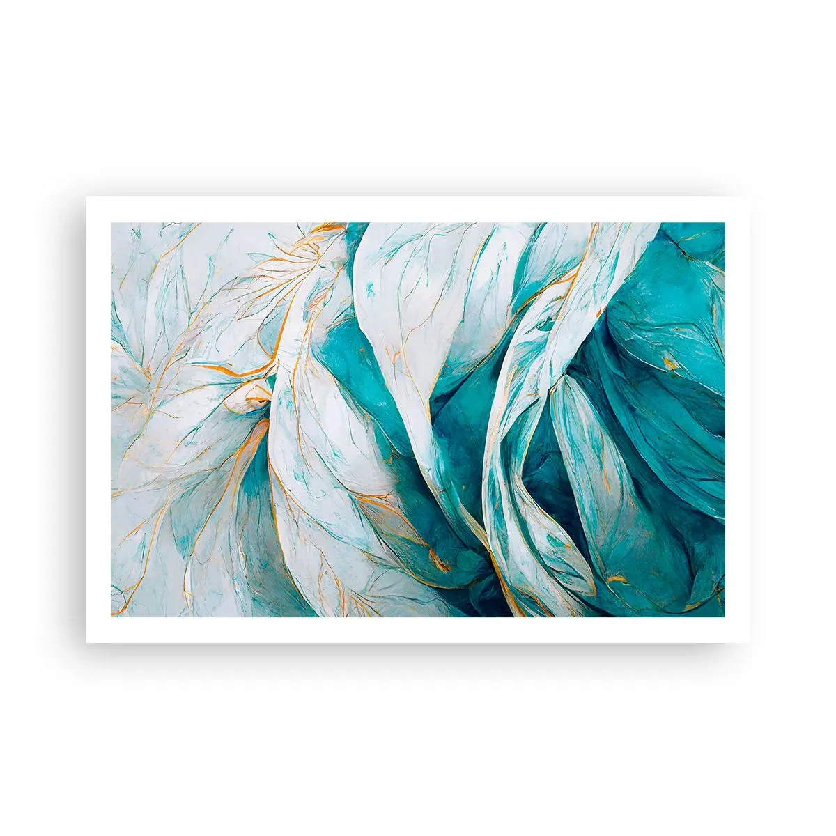 Poster - Astrazione blu con motivi d'oro - 91x61 cm