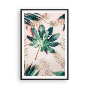 Poster in cornice nera - Studio di verde su sfondo rosa - 61x91 cm