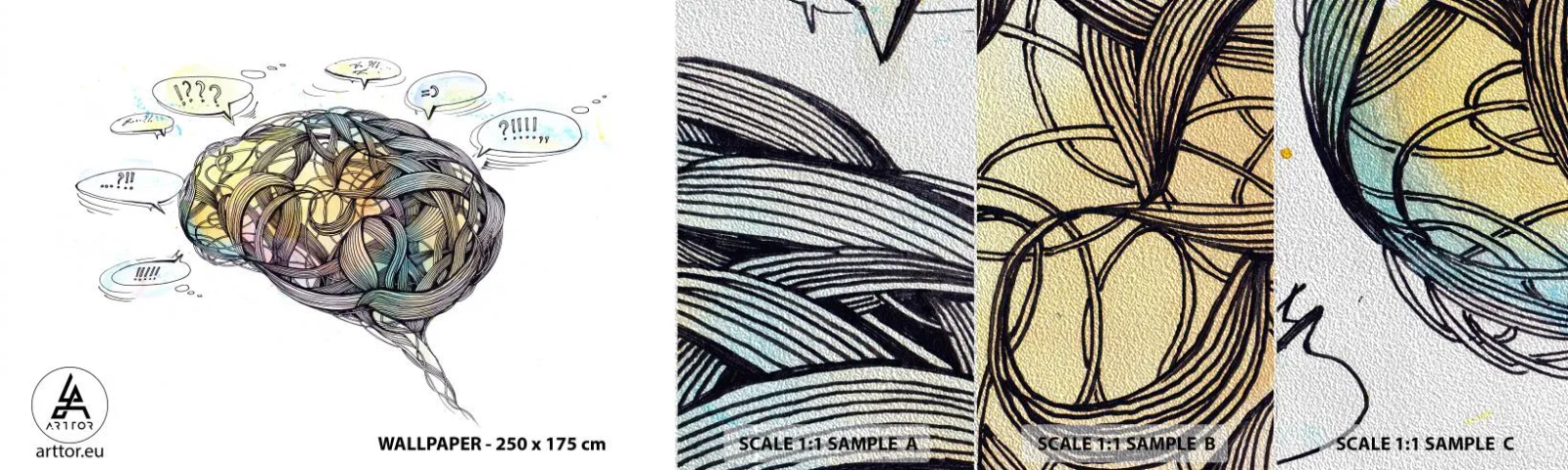 Campione di Fotomurale Premium Sand - L'uomo: un grande mistero - Astrazione, Cervello, Grafica - 100x30 cm