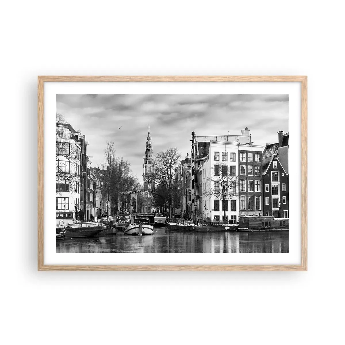 Poster in cornice rovere chiaro - Atmosfera di Amsterdam - 70x50 cm