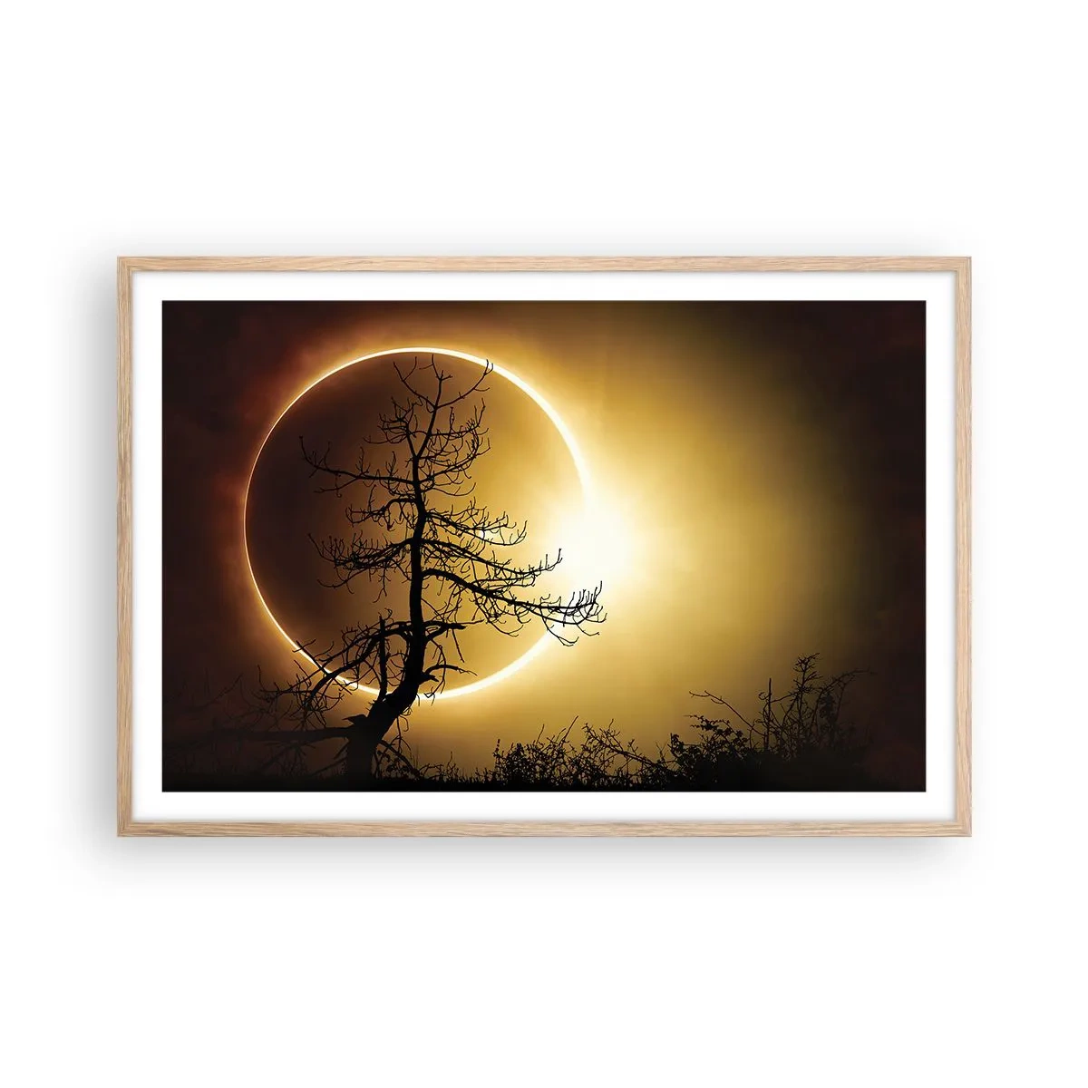 Poster in cornice rovere chiaro - Eclissi totale - 91x61 cm