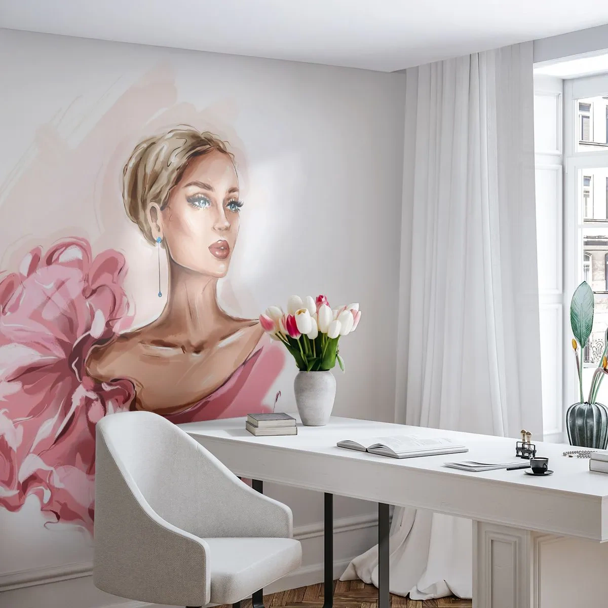 Fotomurali Premium Sand - Come un quadro... - Donna, Moda, Grafica - 350x256 cm