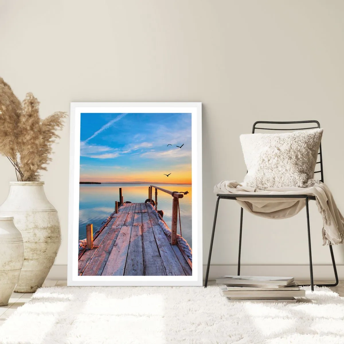 Poster in cornice bianca - Camminando verso il sole - 40x50 cm