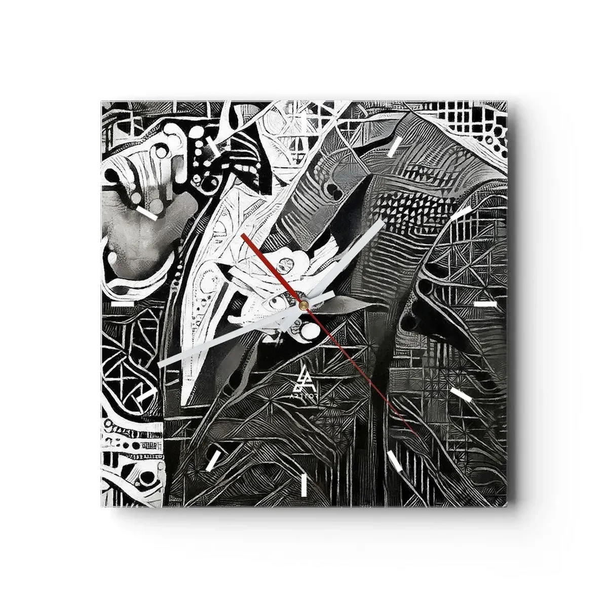 Orologio da parete - Orologio in Vetro - Elegante astrazione di un uomo in abito in bianco e nero - 30x30cm - Solo in apparenza un uomo grigio - Decorazione murale moderna per soggiorno e camera da letto ARTTOR