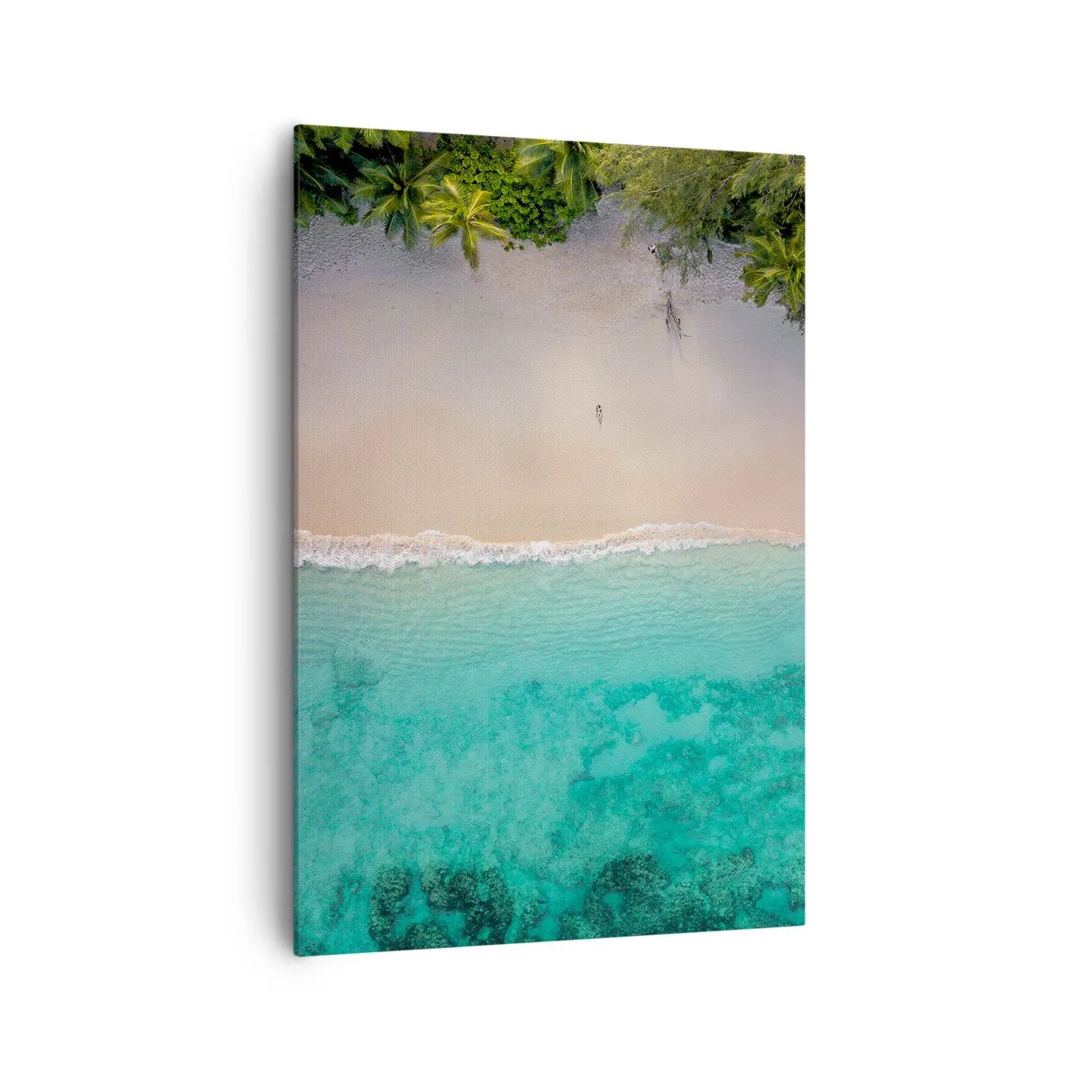 Quadro su tela - Stampe su Tela - Vista aerea di una spiaggia tropicale con acqua turchese - 70x100cm - Spiaggia del paradiso - Decorazione murale moderna per soggiorno e camera da letto ARTTOR