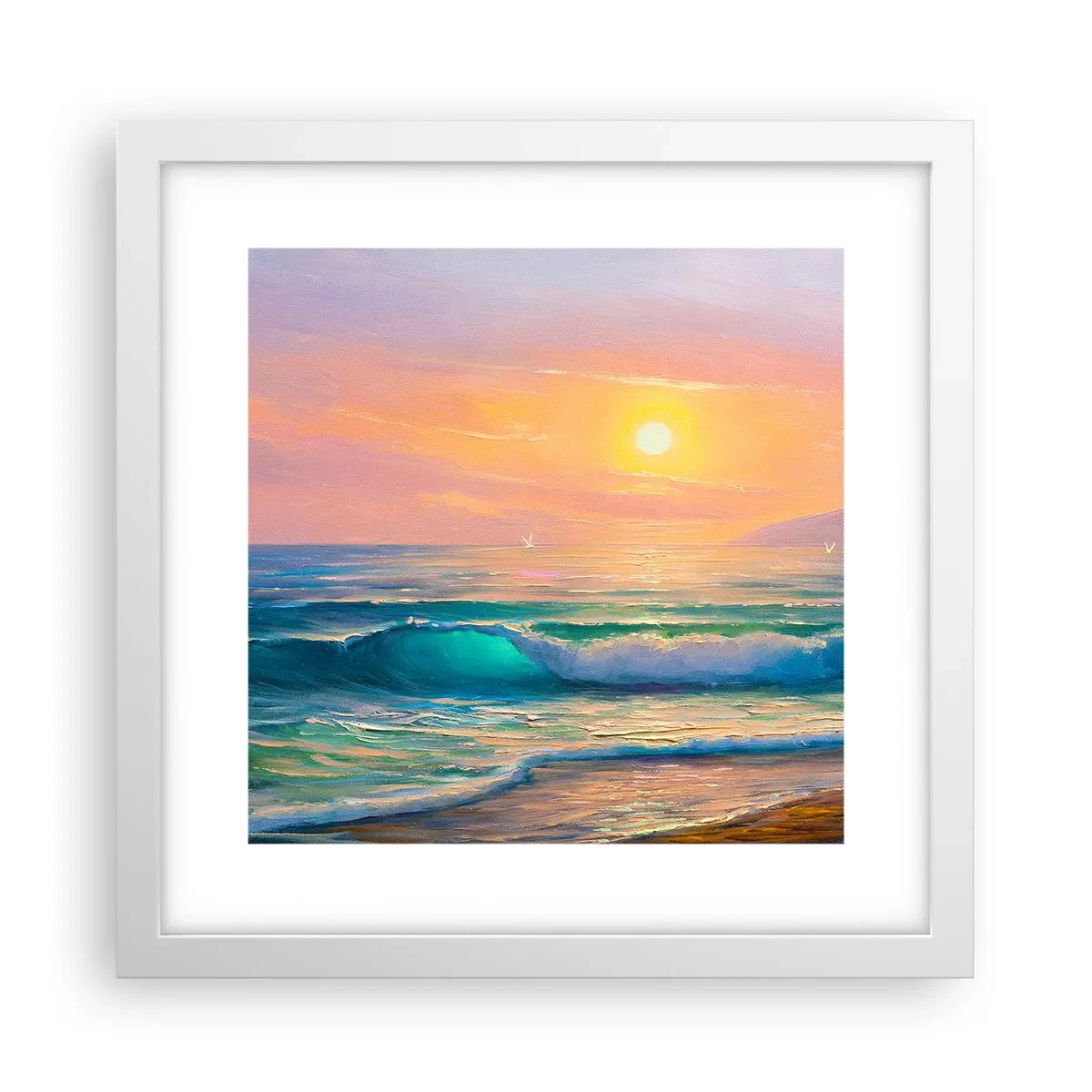 Poster in cornice bianca - Il canto turchese delle onde - 30x30 cm