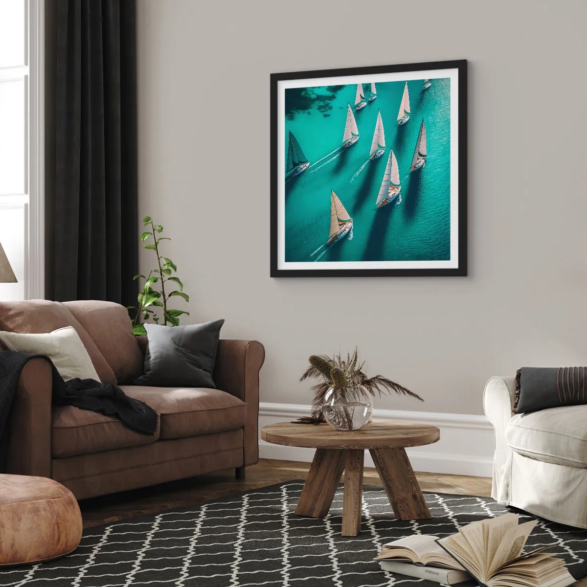 Poster in cornice nera - In gara con il vento - 30x30 cm