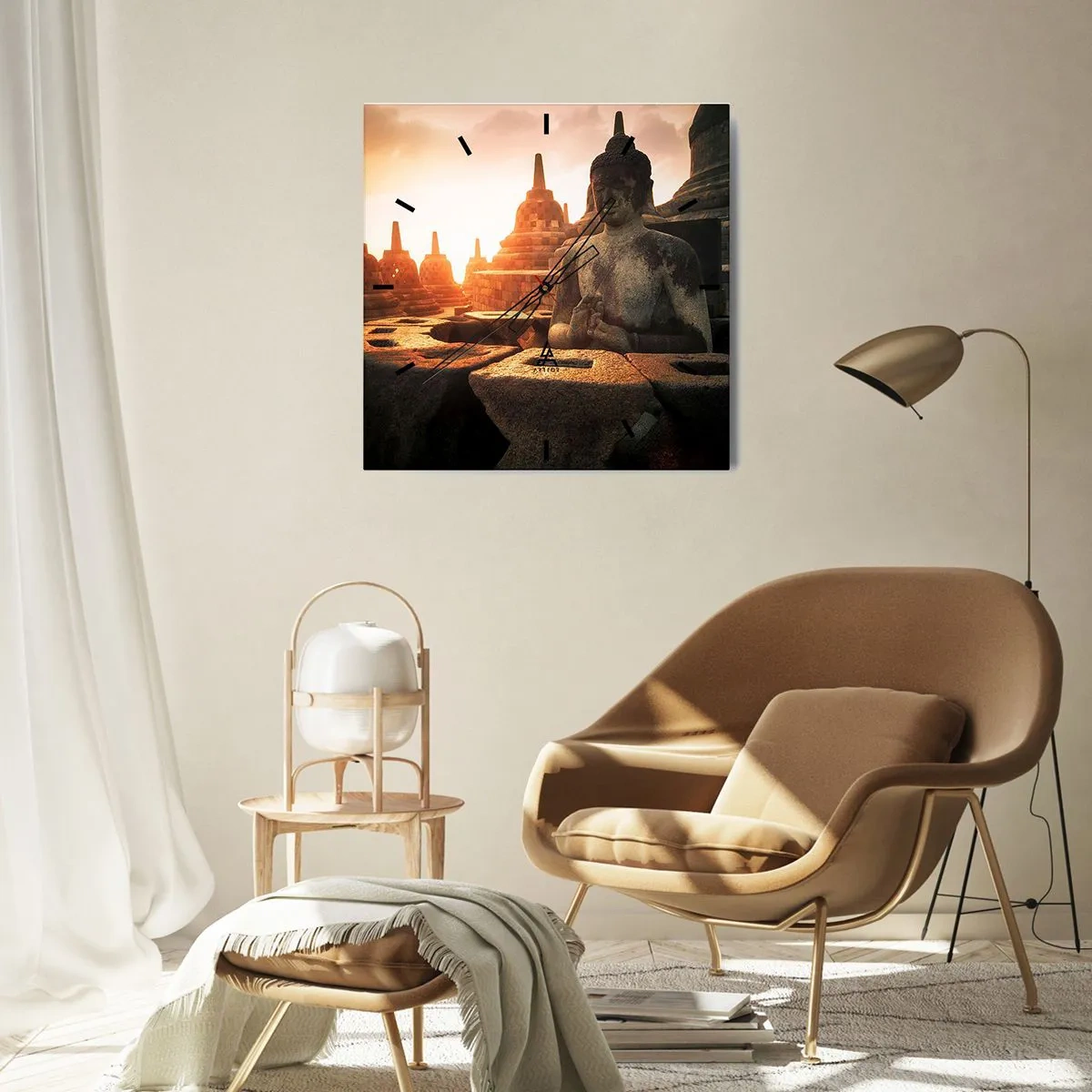 Orologio da parete - Orologio in Vetro - La pagoda della grande saggezza - 40x40 cm