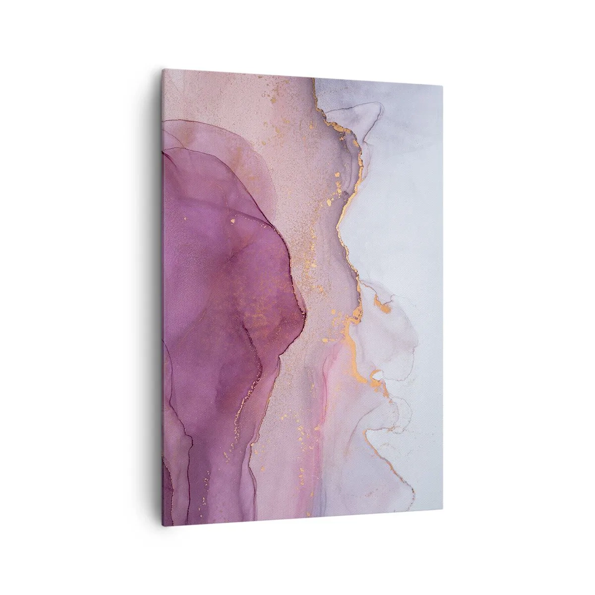 Quadro su tela - Stampe su Tela - Una composizione astratta nei toni del viola e dell'oro. - 70x100cm - Onde di lilla e viola - Decorazione murale moderna per soggiorno e camera da letto ARTTOR