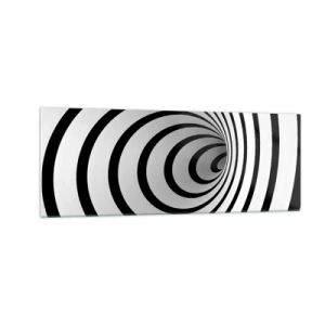 Quadro su vetro - Una spirale in bianco e nero che crea un effetto ipnotico - 140x50cm - Anche tu non riesci a resistere? - Decorazione murale moderna per soggiorno e camera da letto ARTTOR