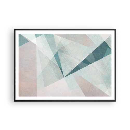 Poster in cornice nera - Forme geometriche in tonalità pastello di blu e grigio - 100x70cm - Con calma ma dinamicamente - Decorazione murale moderna per soggiorno e camera da letto ARTTOR